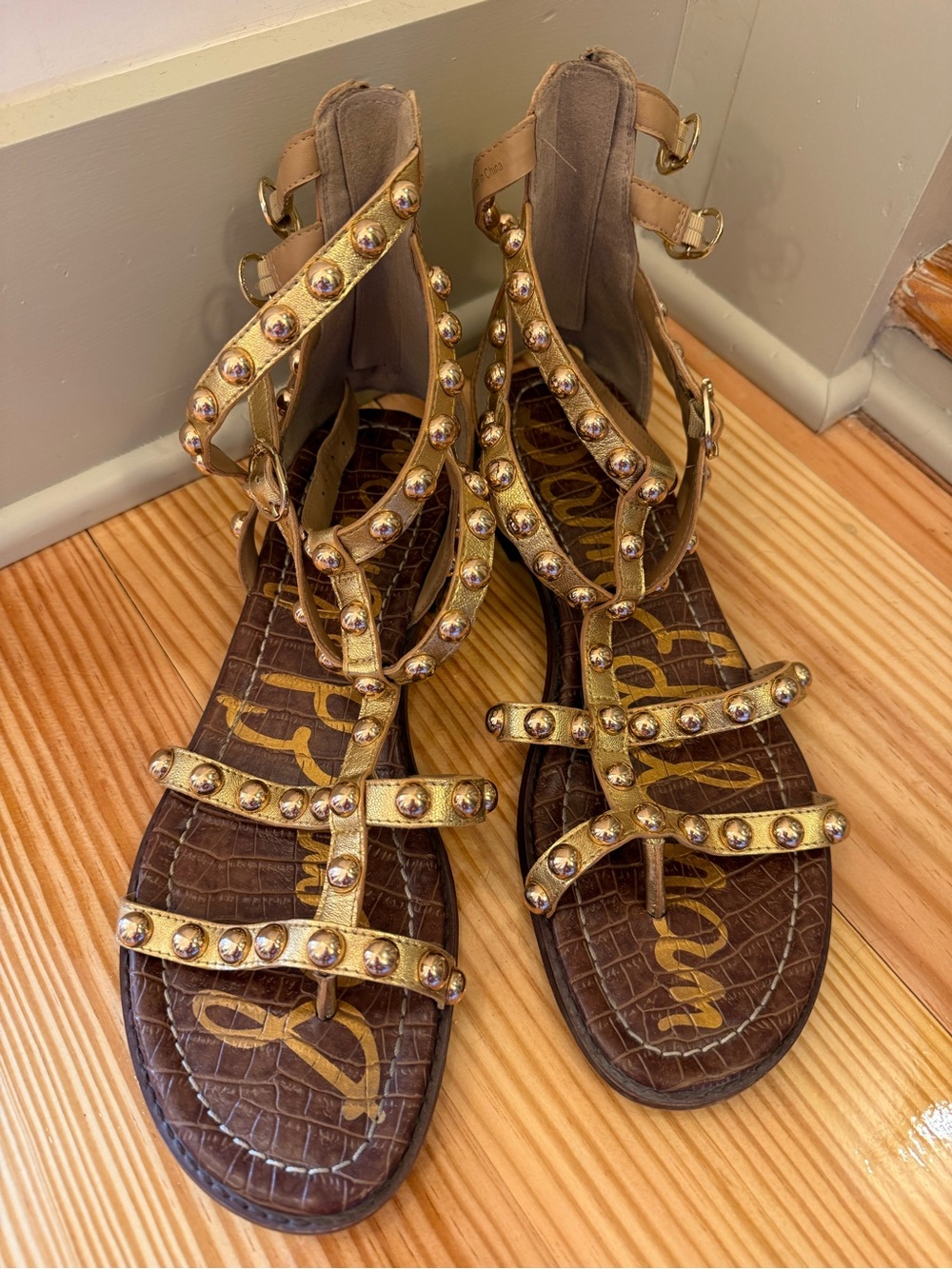 Sam Edelman Gold Studded Gladiator Sandals